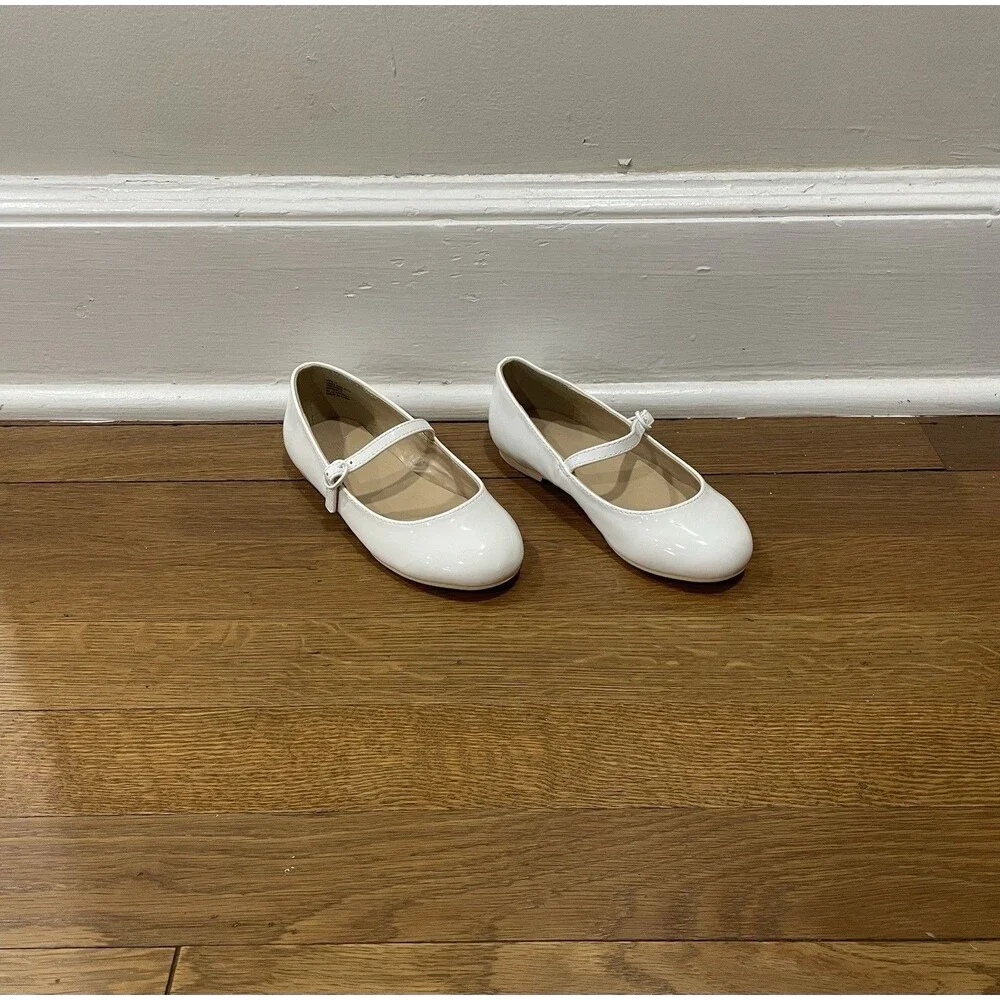 Janie & Jack White Patent Mary Jane Girls Shoes Sz 11